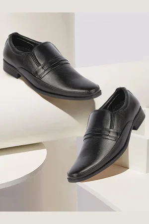 FAUSTO Men Textured Leather Formal Slip-On Shoes