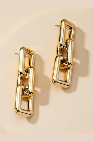 FÁBULA Chunky Square Link Chain Drop Earrings