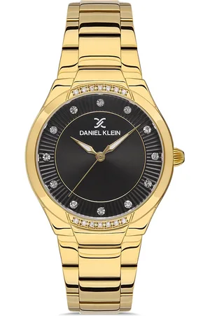 Daniel Klein Premium Women Black Dial & Gold Straps Analogue Watch DK.1.13216-2
