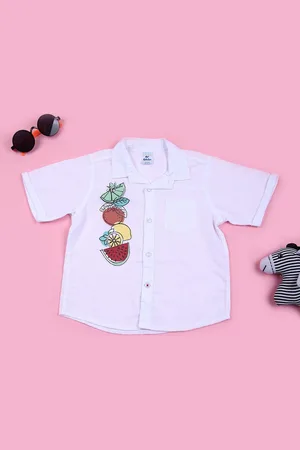V-Mart Boys Cuban Collar Graphic Printed Cotton Casual Shirt