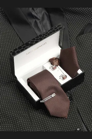MUTAQINOTI Men Floral Silk Necktie Accessory Gift Set