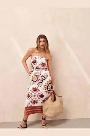 Next Pure Cotton Ethnic Motifs Print Maxi Bandeau Dress