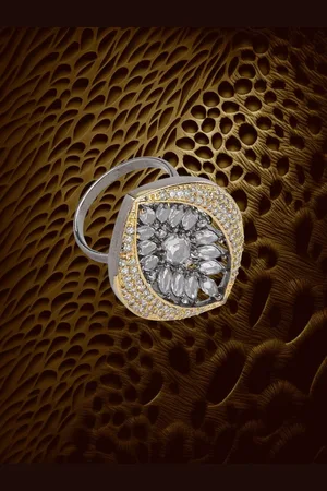 Anouk Rhodium Plated American Diamond Stone Studded Finger Ring