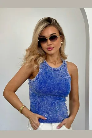 HERE&NOW Women Abstract Printed Round Neck Sleeveless Top