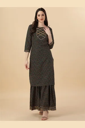 GUFRINA Bandhani Printed Gotta Patti Kurta with Sharara