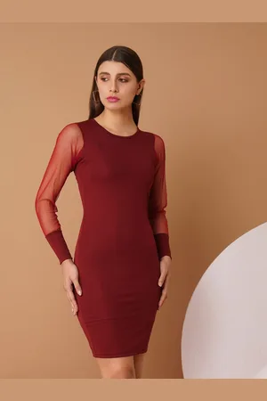 Chemistry Scuba Round Neck Long Sleeves Bodycon Dress