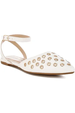 London Rag Women Eyelet Detail Leather Mules Flats
