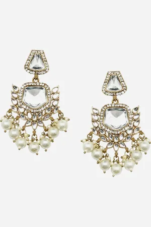 Anouk Gold-Toned Gold-Plated Kundan Contemporary Drop Earrings