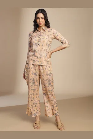 Roadster The Lifestyle Co Printed Pure Cotton Shirt With Trousers Co-Ords