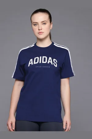 adidas Brand Logo Print Regular-Fit Pure Cotton L SOFTS Sports T-shirt with Striped Detail