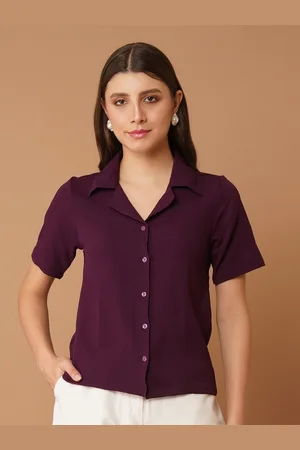 Chemistry Women India Slim Fit Cuban Collar Textured Casual Shirt