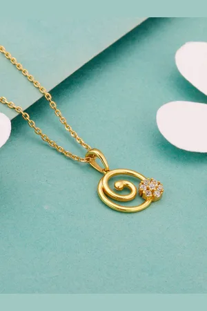 GIVA Gold-Plated CZ Studded 925 Sterling Silver Pendant With Link Chain
