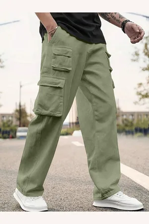 Zombom Men Relaxed Straight Leg Cargos Trousers