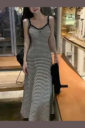 DressBerry Striped A-Line Midi Dress