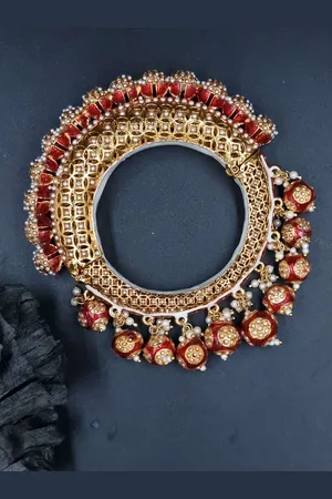 Anouk Gold Plated Pearl Studded Ethnic Rajasthani Bangles