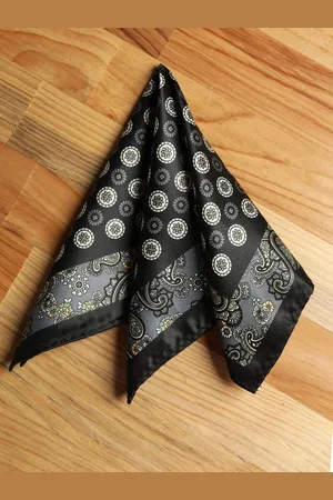Alvaro Castagnino Men Black Printed Pocket Square