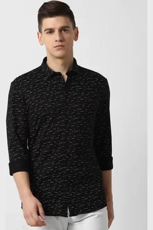 Louis Philippe Men Black Slim Fit Opaque Printed Casual Shirt