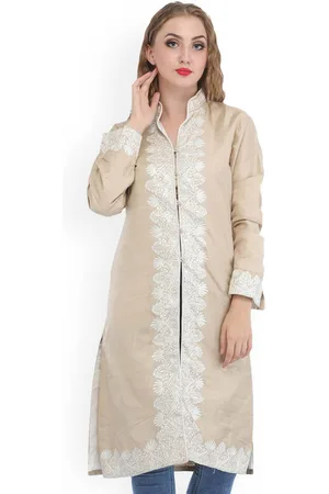 Exotic India Aari Embroidered Pure Silk Shifting Sand Jacket