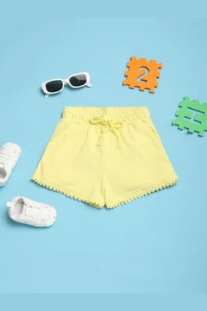 V-Mart Girls Solid Loop Knit Mid-Rise Shorts