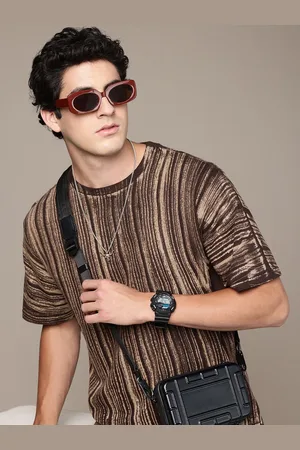 The Roadster Life Co. Men Tie and Dye Stripes Printed Relaxed Fit T-shirt