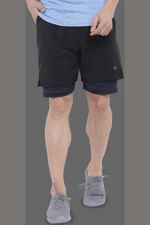 HRX Men Solid Double Layered Regular Fit Sports Shorts
