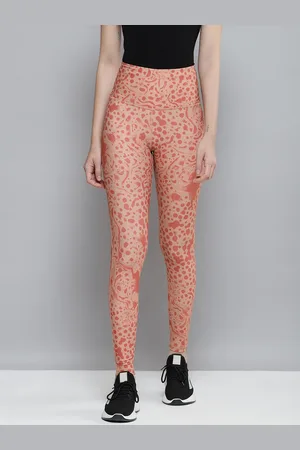Reebok Women Peach-Coloured Lux HR 2.0 All Over Print Training Tights