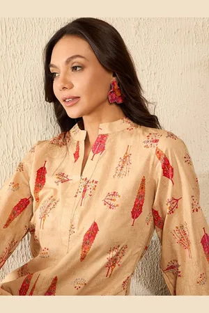 Kalini Women Floral Printed Mandarin Collar Top