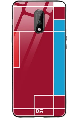 DailyObjects Red & Blue Brick Blocks OnePlus 7 Glass Case