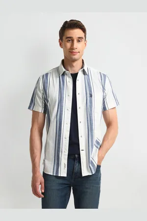 U.S. Polo Assn. Men Classic Spread Collar Striped Cotton Casual Shirt