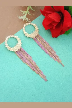 DIVASTRI Gold-Plated Artificial Beads Beaded Contemporary Drop Earrings