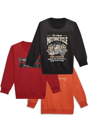 VIMAL JONNEY Kids Pack Of 3 Typography Printed Fleece Sweatshirt