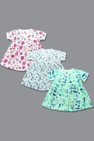 Born Pack Of 3 Floral Print Cap Sleeves Knee Length Shirt Style Dress