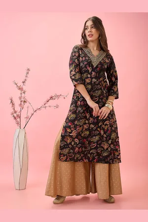 Globus Women Floral Embroidered Sequinned Indie Prints Kurta