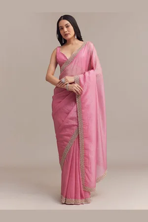 KALKI Fashion Women Embellished Baby Pink Crushed Saree