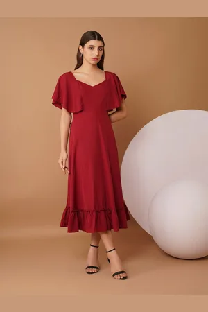 Chemistry Flutter Sleeve Crepe A-Line Midi Dress