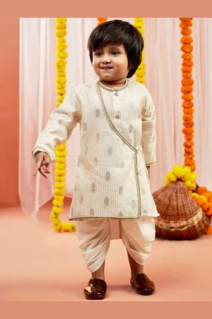 Vastramay Boys Ethnic Motifs Woven Design Angrakha Kurta With Dhoti Pants