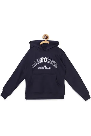 Fashionable Boys Typography Printed Hooded Fleece Pullover