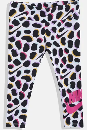Nike Girls White & Black NKG Wildflower Shirred Tights