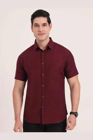 Greenfibre Men Regular Fit Spread Collar Solid Cotton Casual Shirt