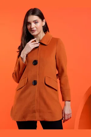 KOTTY Women Solid Spread Collar Overcoat