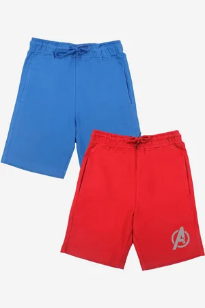 YK Boys Pack of 2 Solid Regular Shorts with Avengers Captain America Print Detail