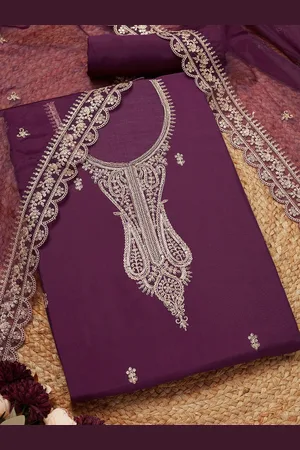 Soch Paisley Embroidered Sequinned Modal Silk Unstitched Dress Material