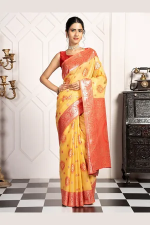 Mimosa Floral Zari Art Silk Designer Kanjeevaram Saree