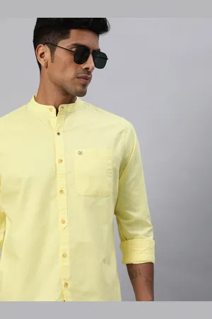 WROGN Men Yellow Slim Fit Solid Casual Shirt