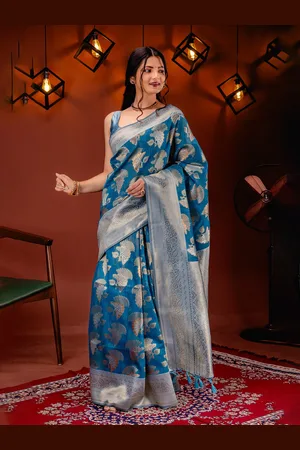 Mimosa Floral Woven Design Zari Art Silk Kanjeevaram Saree