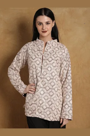 Exotic India Red Pear Art Silk Kashmiri Short Jacket with Aari Embroidery All Over