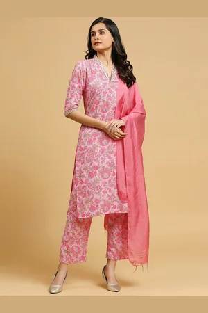 GUFRINA Floral Printed Sequinned Kurta & Trousers With Dupatta