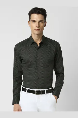 Peter England Men Green Slim Fit Printed Formal Shirt
