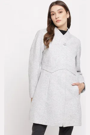 Latin Quarters Women Grey Solid Overcoats