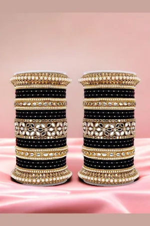 Leshya Set of 48 Brass Plated Artificial Stone Studded Bangles